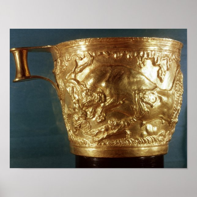 Cup, depicting a charging bull poster (Front)