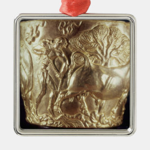 Cup, depicting a domestic bull metal ornament
