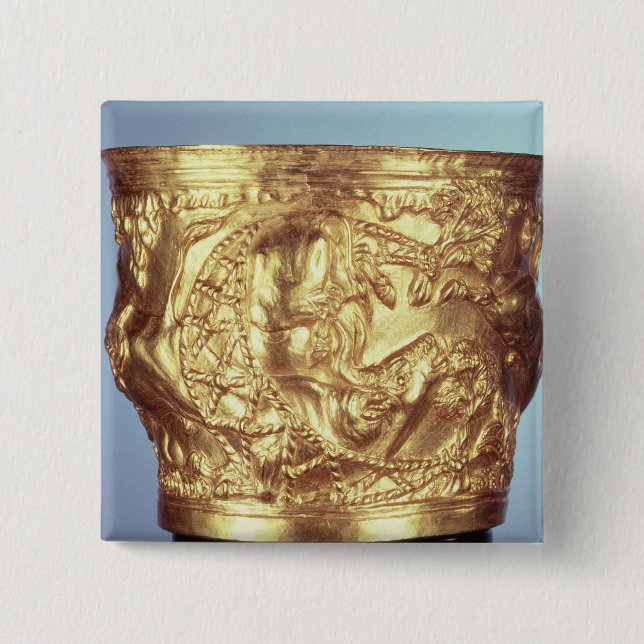 Cup, found in the royal tomb of Vaphio 2 Inch Square Button (Front)
