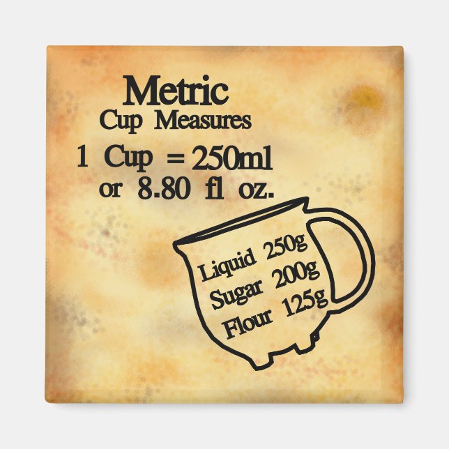 Cup measures conversion Metric Units Magnet (Front)