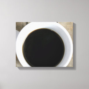 Cup of Black Coffee in a White Mug on Crate 11x14 Canvas Print