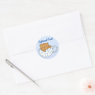 Cup of Cat-feine Kawaii Style Classic Round Sticker