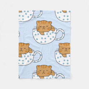 Cup of Cat-feine Kawaii Style  Fleece Blanket