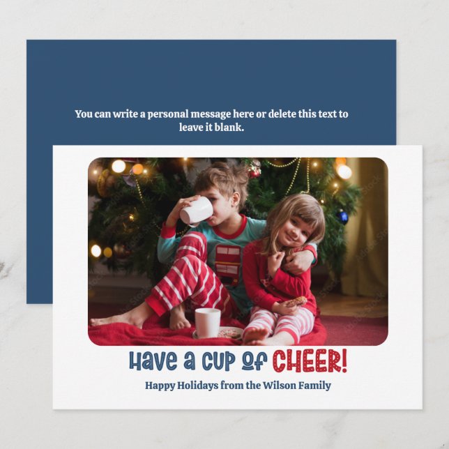 Cup of Cheer Holiday Card- One Photo (Front/Back)