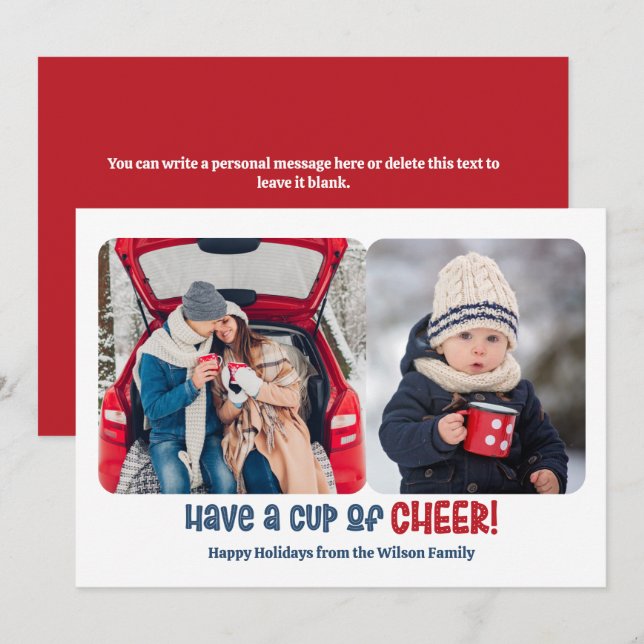 Cup of Cheer Holiday Card- Two Photos Card (Front/Back)