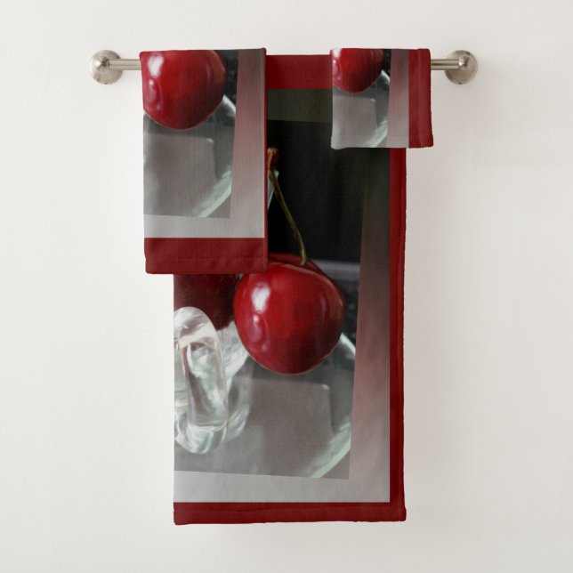 Cup of cherries bath towel set (Insitu)