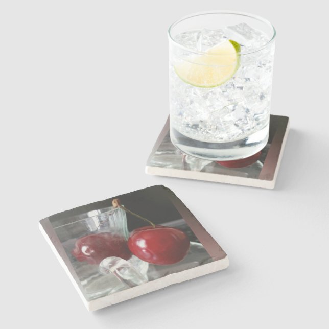 Cup of cherries stone coaster (Side)