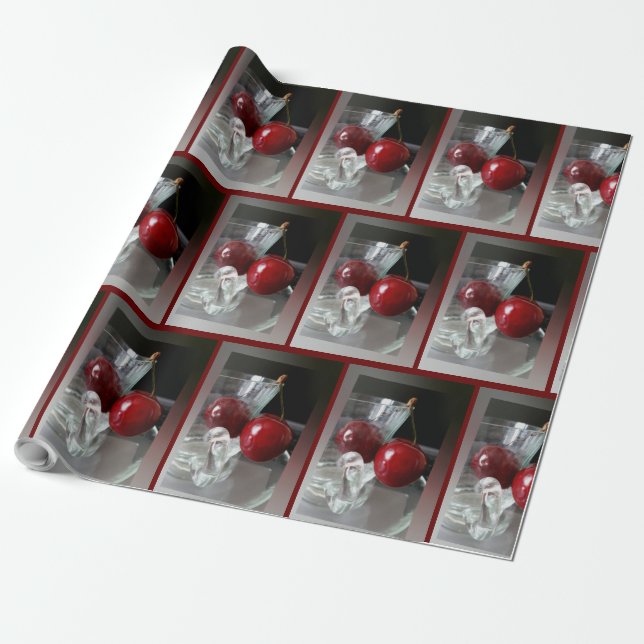 Cup of cherries wrapping paper (Unrolled)