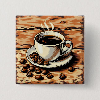 Cup of coffee 2 inch square button