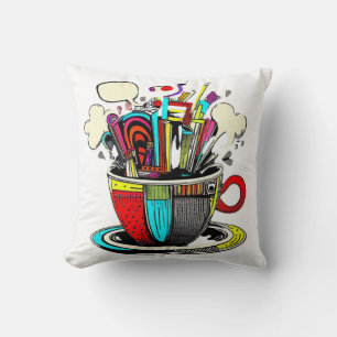 Cup Of Coffee Abstract Graphic Throw Pillow