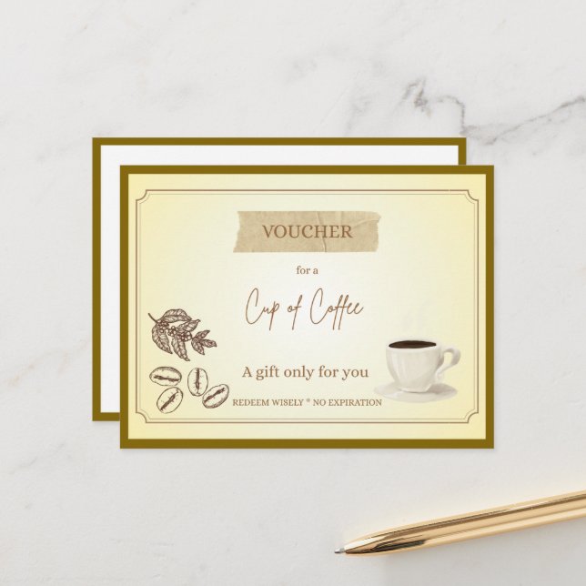 'Cup of Coffee' Funny Gift Voucher Postcard (Front/Back In Situ)