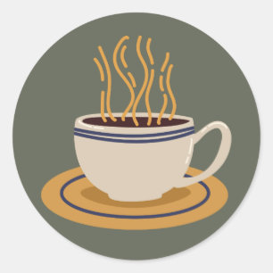 Cup of Coffee Illustration Classic Round Sticker
