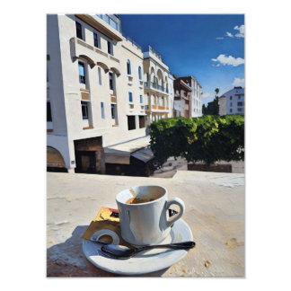Cup of Coffee on Balcony  Photo Print