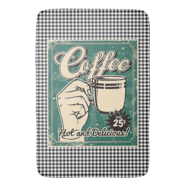 Cup of Coffee Retro Bath Mat (Front Vertical)