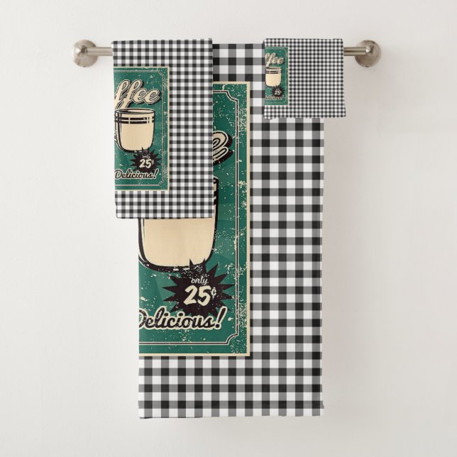 Cup of Coffee Retro Bath Towel Set (Insitu)