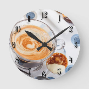 Cup of coffee round clock