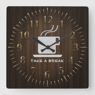 Cup of Coffee - Take a Break Square Wall Clock
