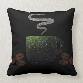 Cup of Coffee with Beans Throw Pillow