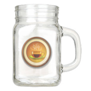Cup of hot coffee. mason jar