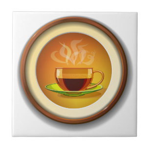 Cup of hot coffee. tile