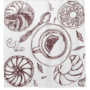 Cup of tea,  a pastry,  croissant,  vintage,  hand