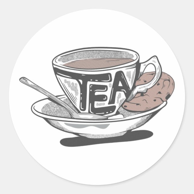 Cup of tea classic round sticker (Front)