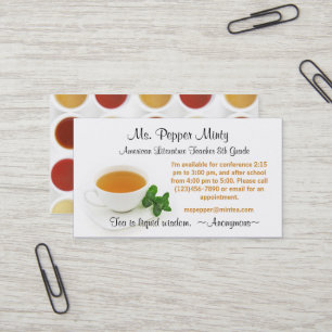 Cup of Tea Liquid Wisdom Teacher Info Business Card