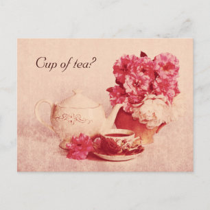 cup of tea - rustic look teacup postcard