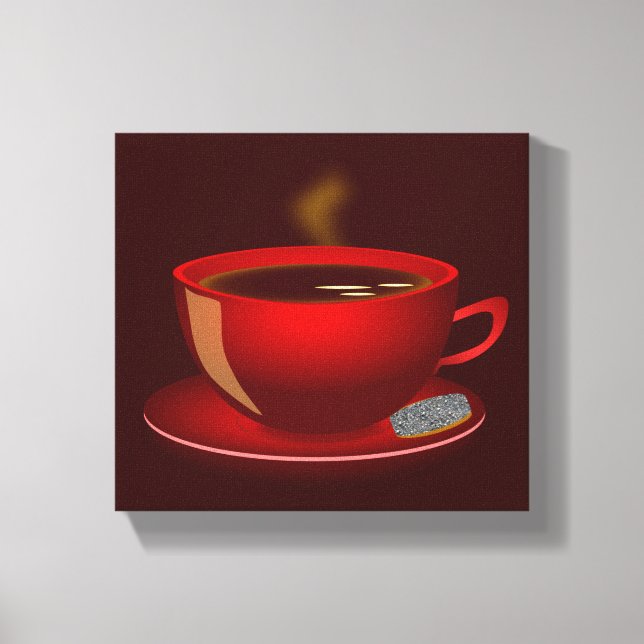 cup_of_tea_Vector_Clipart TEA COFFEE Red Mug Canvas Print (Front)