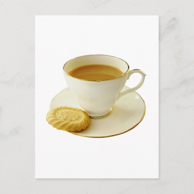 Cup of tea with cookie postcard (Front)