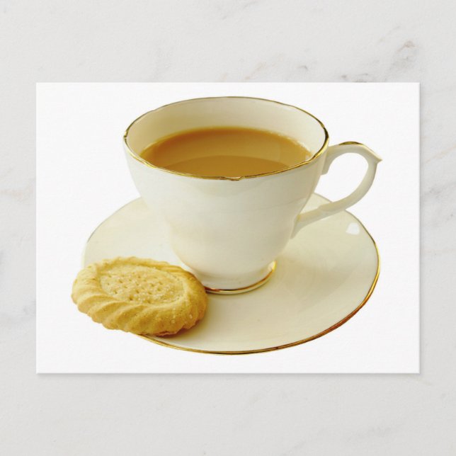 Cup of tea with cookie postcard (Front)
