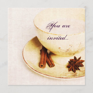 cup of tea with spices - tea party invite