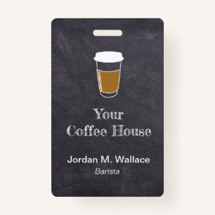 Cup on Chalkboard Coffee Shop Business Employee  Badge