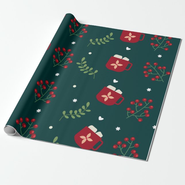 Cup pattern for Christmas Wrapping Paper (Unrolled)