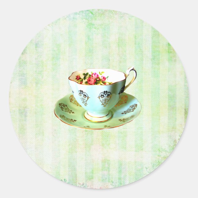 Cup & Saucer Envelope Seal....sticker Classic Round Sticker (Front)