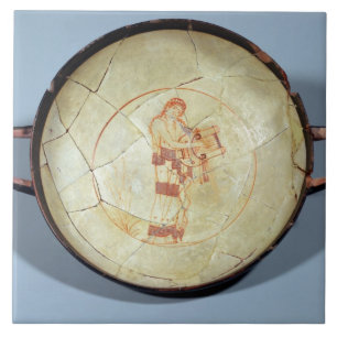 Cup without foot, standing Muse playing the lyre, Tile