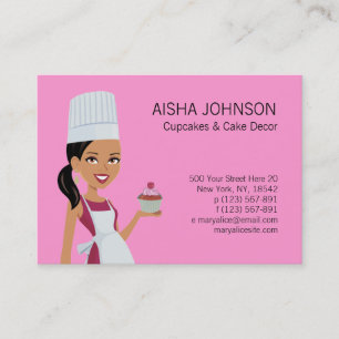 Cupake Business Card Template with African Am Char