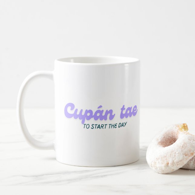 Cupán tae Irish Gaelic Tea Mug  (With Donut)
