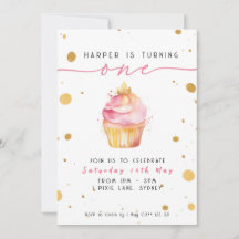 Cupcake 1er anniversaire Invitation Filles