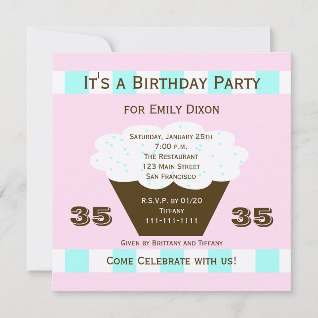 Cupcake 35e anniversaire de fête Invitation 35 Cup (Devant)