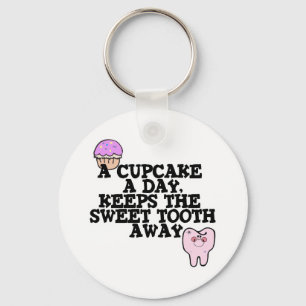Cupcake A Day Sweet Tooth Away Keychain