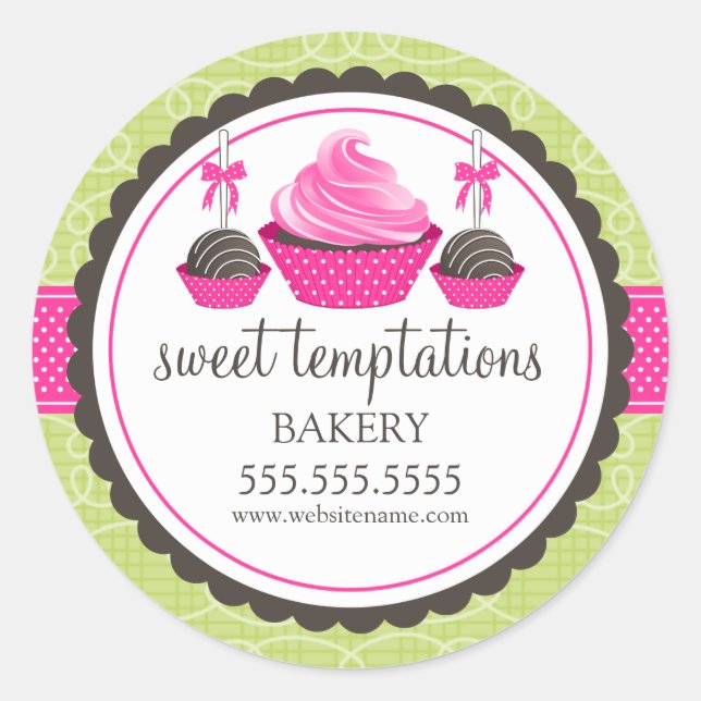 Cupcake and Cake Pops Bakery Box Seals (Front)