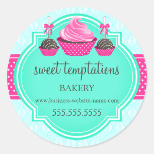 Cupcake and Cake Pops Bakery Packaging Classic Round Sticker