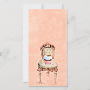 Cupcake and Chair vintage Style Photo Card