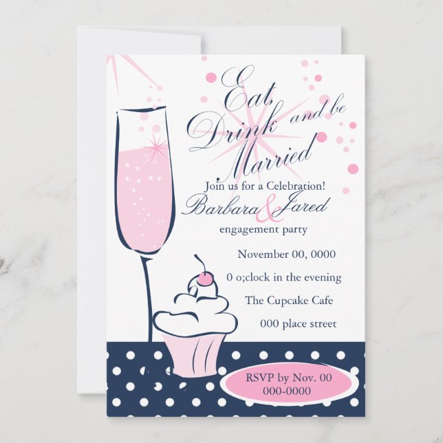 Cupcake and Champage Invitation (Front)