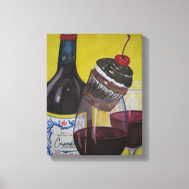 Cupcake and Cupcake Wine Canvas Print (Front)