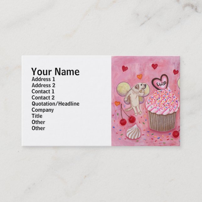 Cupcake and Labrador Fairies Painting Business Card (Front)