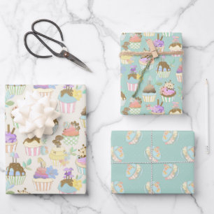 Cupcake and Macaron Gift Wrap - set of 3