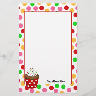 Cupcake and Polka Dot Stationery