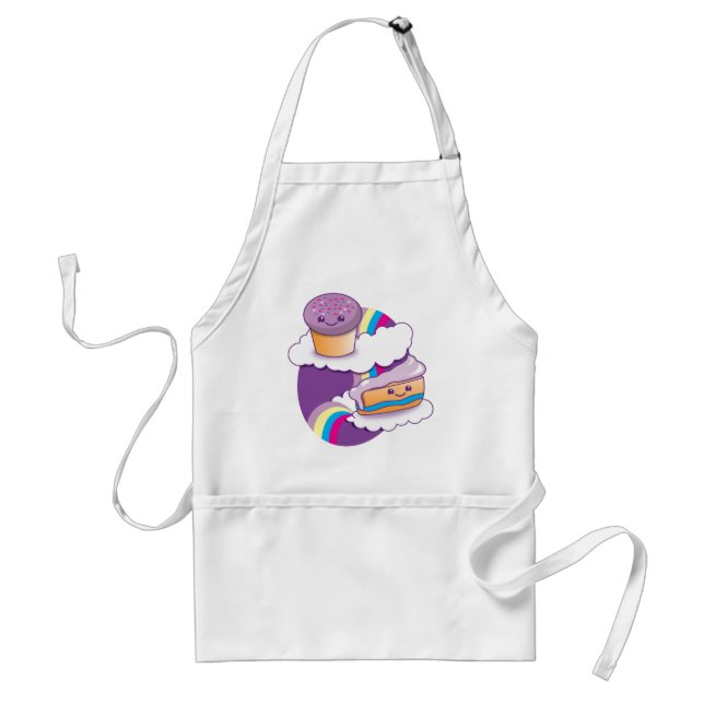 Cupcake and slice on a rainbow standard apron (Front)